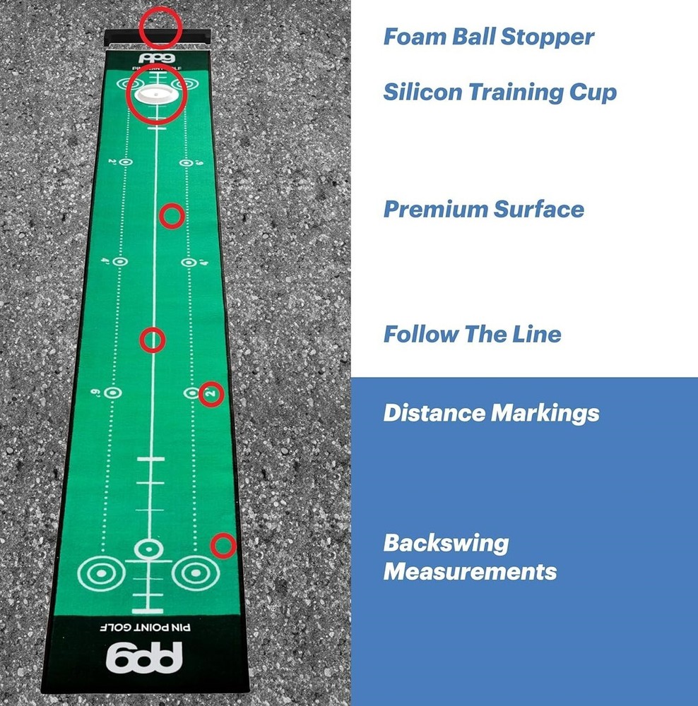 PIN Point Golf: Putting Green Mat with Silicon Speed Training Cup