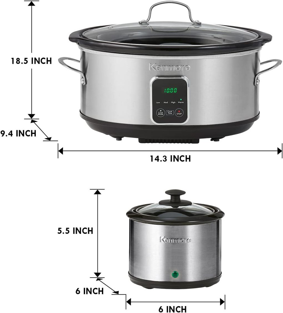 Kenmore 7-Quart Programmable Slow Cooker with Dipper & Non-Stick Insert