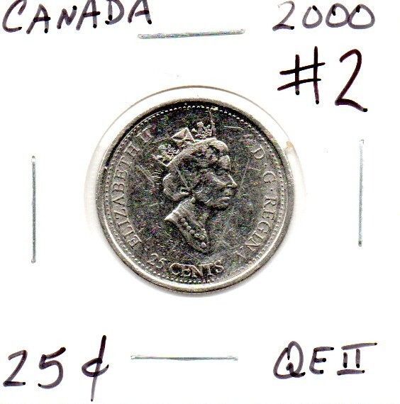 2000 design 2 Canadian 25 Cent Quarter circulated