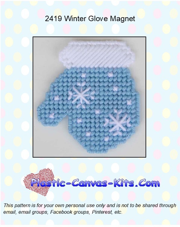 Winter Glove Magnet - Plastic Canvas Pattern or Kit