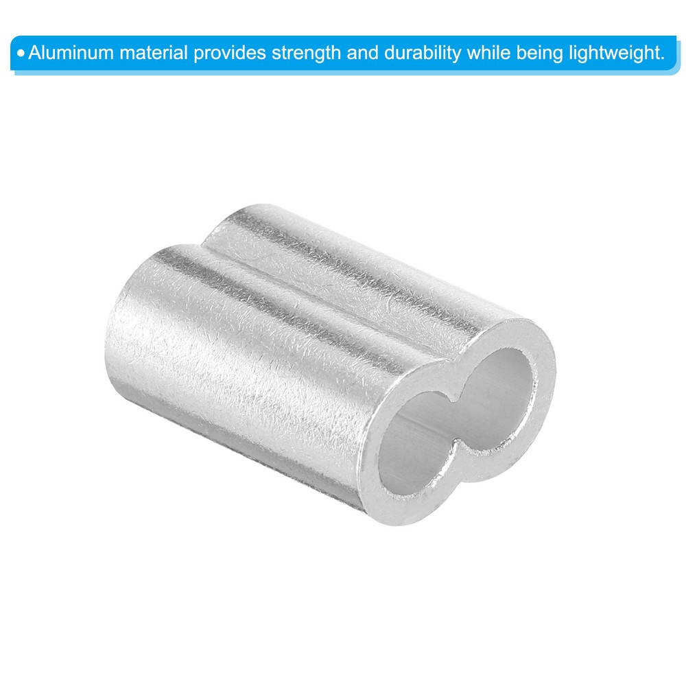 25pcs 1/4" 6mm Aluminum Crimping Loop Sleeve Double Ferrule Silver
