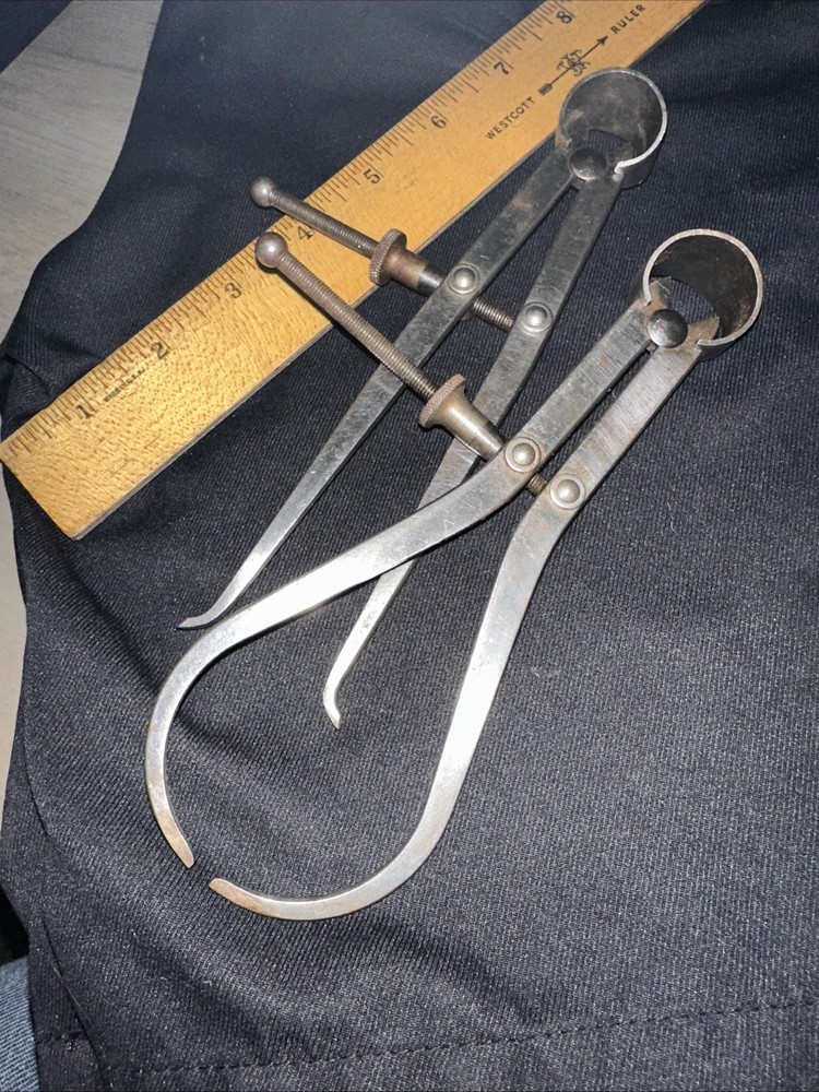 2 Goodell-Pratt INSIDE & OUTSIDE SPRING DIVIDER CALIPERS. Used Machinest Tools