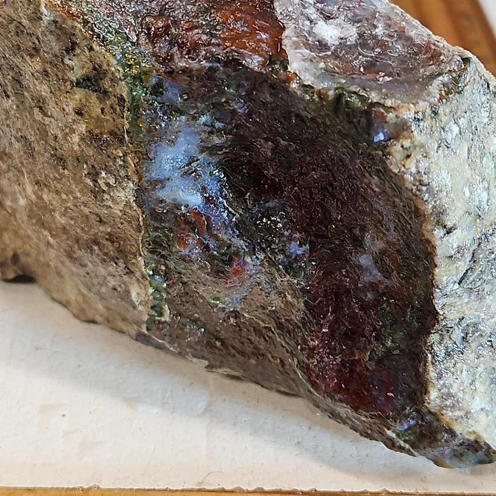 Red lightning agate rough. Beautiful blue color and moss pattern, 2LBs 2.0oz