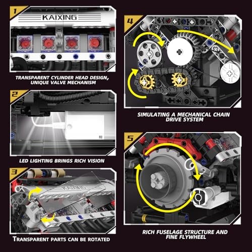 V8 Engine Building Set Mini Model Kit That Runs, Technic with F1 Engine Kit 212