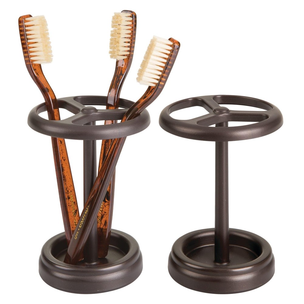 iDesign Toothbrush Holder for Bathroom - 3-Section Stand Bronze