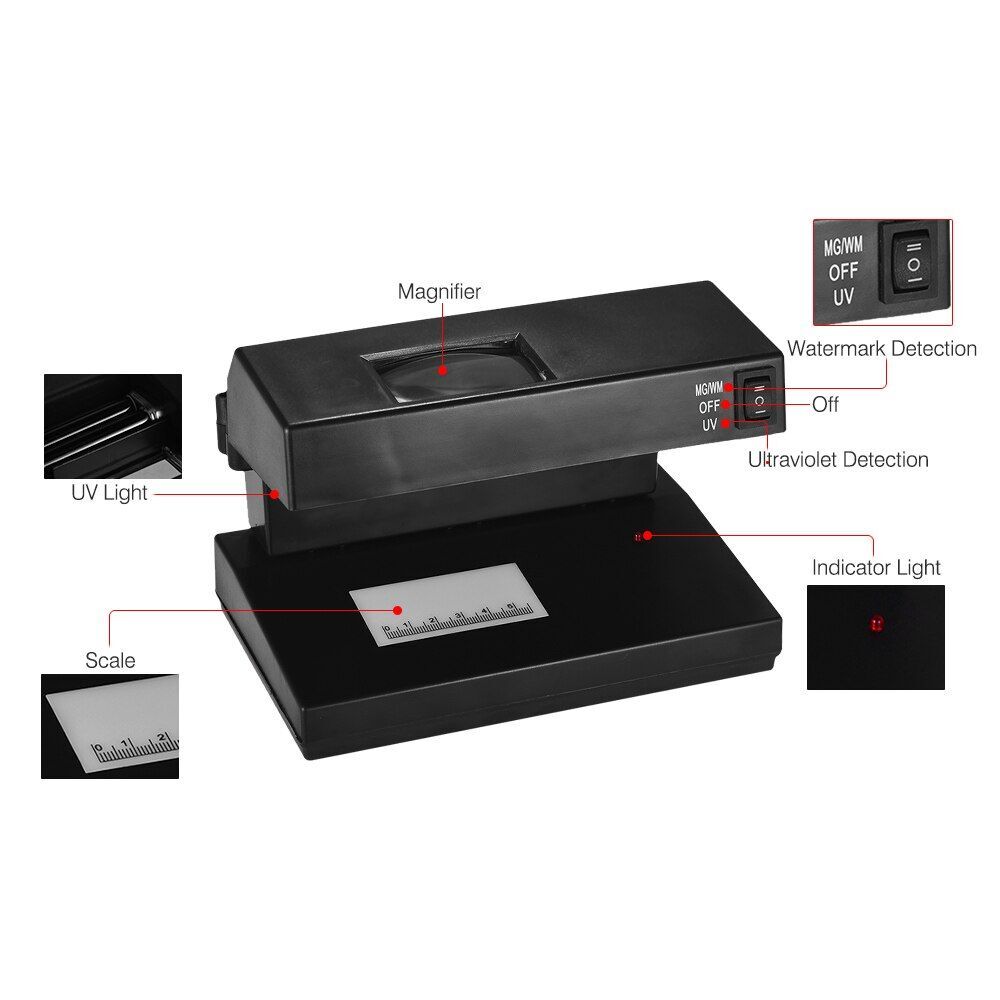 Portable Desktop Counterfeit Bill Detector Cash Currency Notes Checker Machine