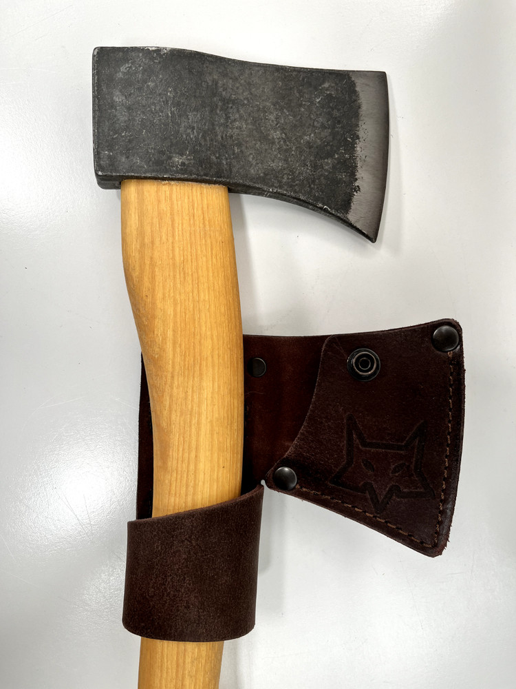 Fox Knives Yankee Axe Hatchet FOX FX-700 Leather Sheath Ash Handle C45 Steel