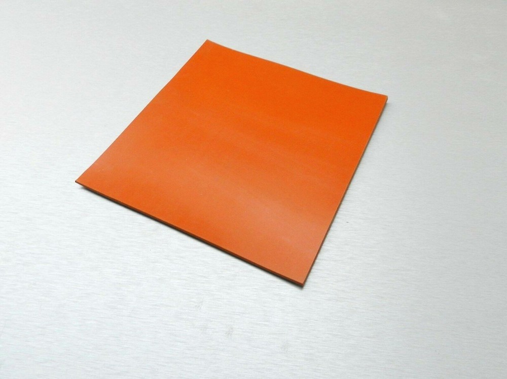 Silicone Rubber Pad High Temp Solid Red/Orange Grade Sheet 6" x 6" x 1/4" Thick