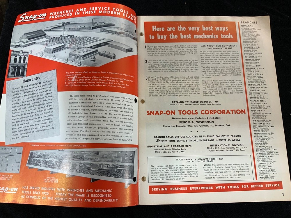 VINTAGE SNAP ON TOOL CATALOG~1955~SNAP-ON TOOLS~WRENCH~