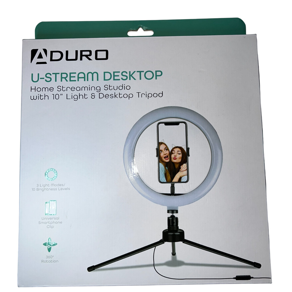 Aduro U-Stream Home Streaming Studio 10" Ring Light with Tripod Phone Holder New