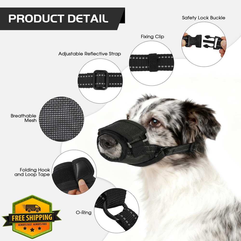 PURRLIA 2 Pack Dog Muzzle Small Medium Large Breathable Drinkable Adjustable M