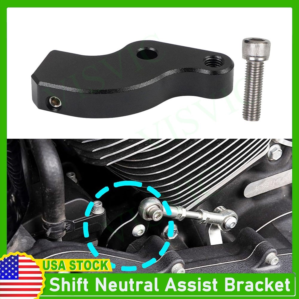 Black Gear Shift Neutral Assist Bracket For Harley Softail Fat Boy Touring Glide