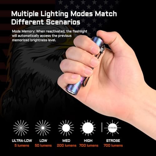 Rider RX 700 High Lumens EDC AA Flashlight Titanium Fireworks Eagle 5000K