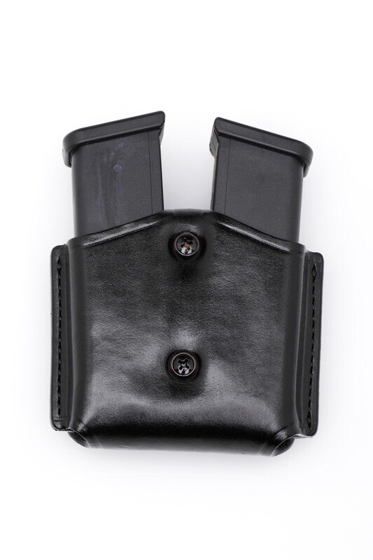 Leather Double Magazine Case for 9mm / 40 cal DOUBLE STACK METAL mags - (# 2089)