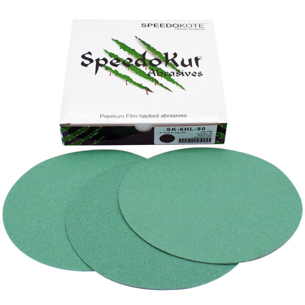 80 Grit Sandpaper, Premium Film Backed, 6 inch Hook & Loop Discs, 25 pack