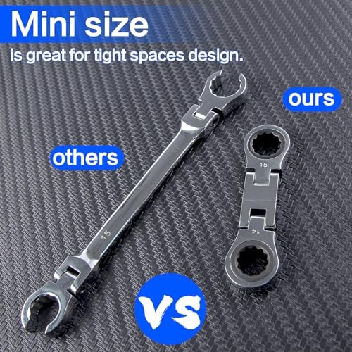 5pcs Double Box End Flex-Head Ratcheting Combination Wrench Set - Metric