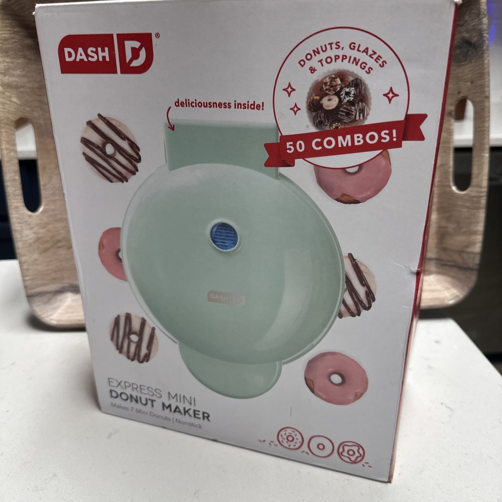 Dash Express Mini Donut Maker – Aqua – 7-Cavity Nonstick Doughnut Maker-NEW!