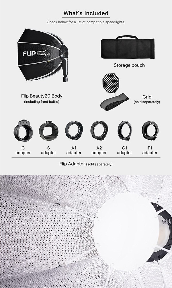 SMDV SPEED-BOX FLIP BEAUTY 20 Quick Soft-box Diffuser for S-Light S-Lite Flash