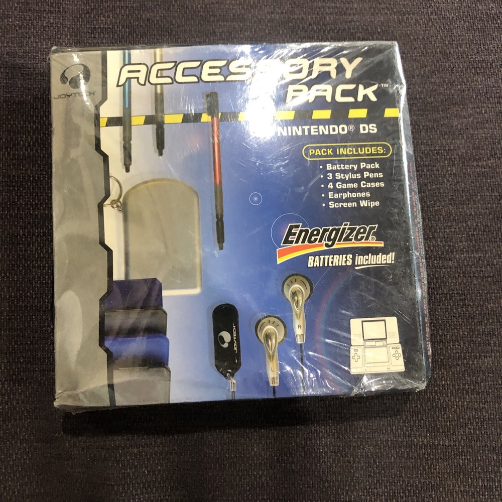 Nintendo DS Joy Tech Accessory Pack Battery 3 Stylus Earbuds Game Cases New