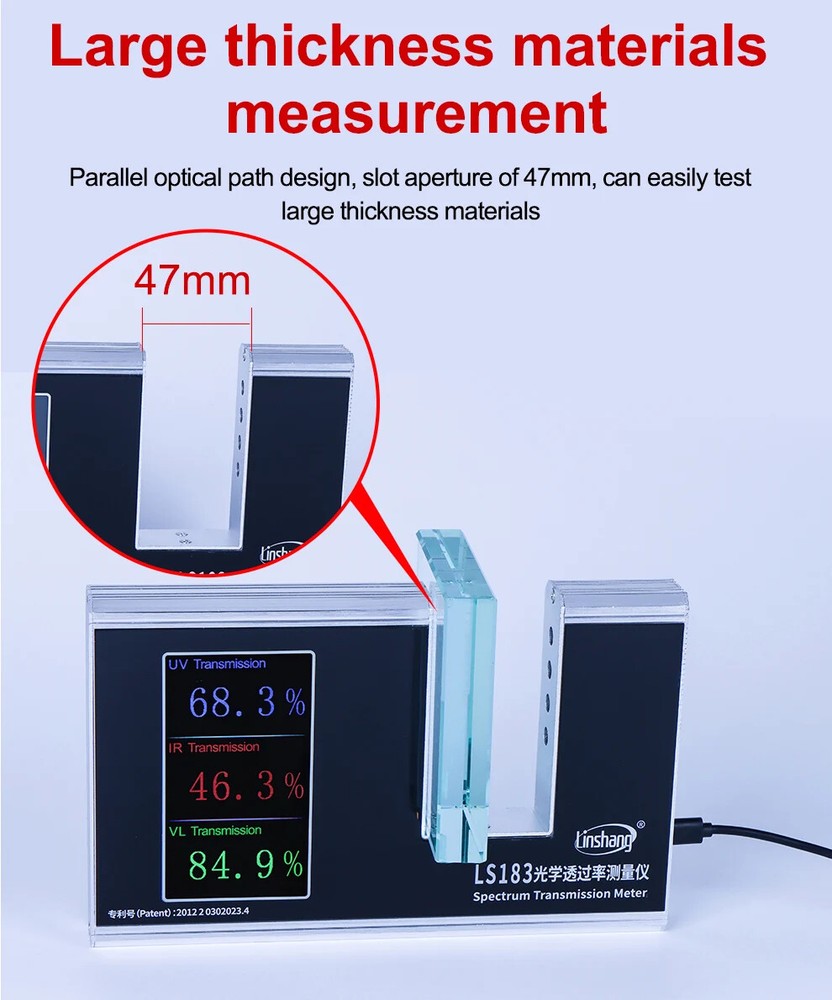 Transmission Meter Visible Light Transmittance Measurement Glass PMMA LS183