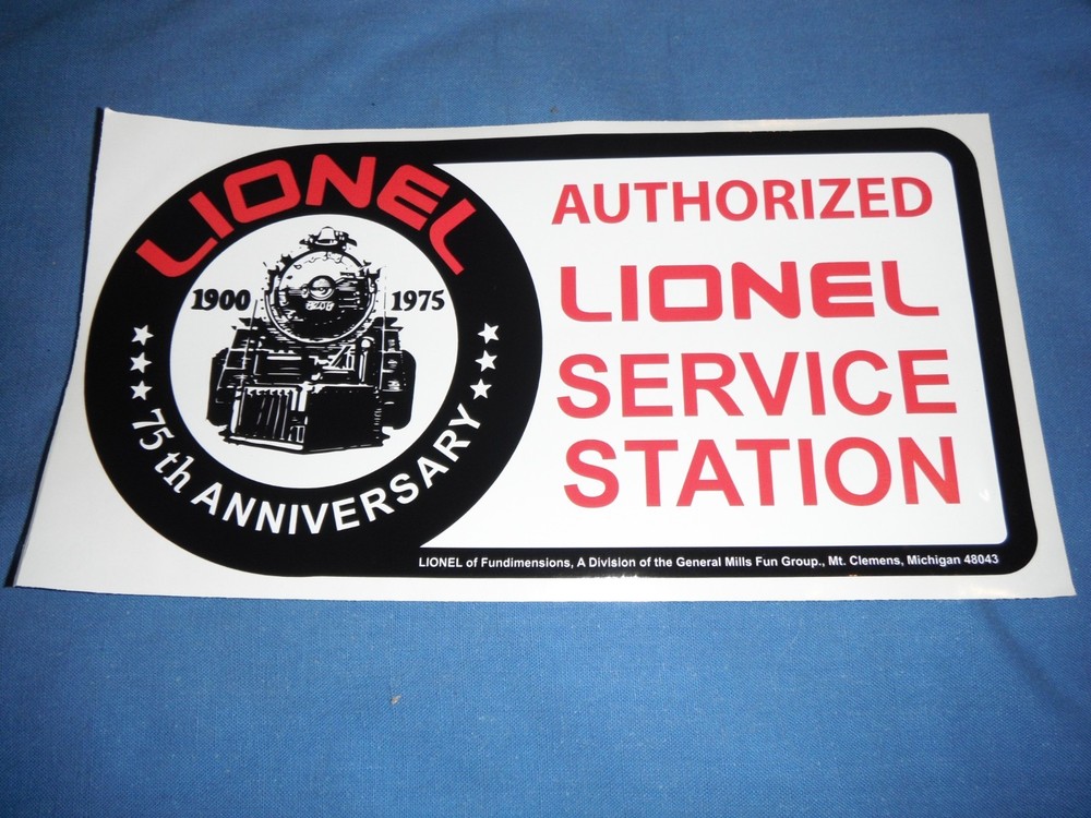 Lionel service station decal 1975