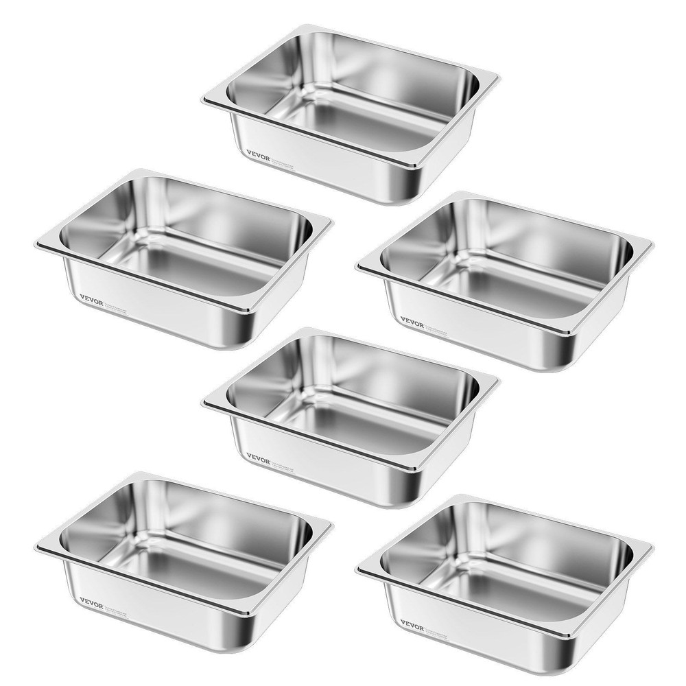 1/2 Size 4" Deep 6-Pack Stainless Steel Pan Reusable Eco Friendly