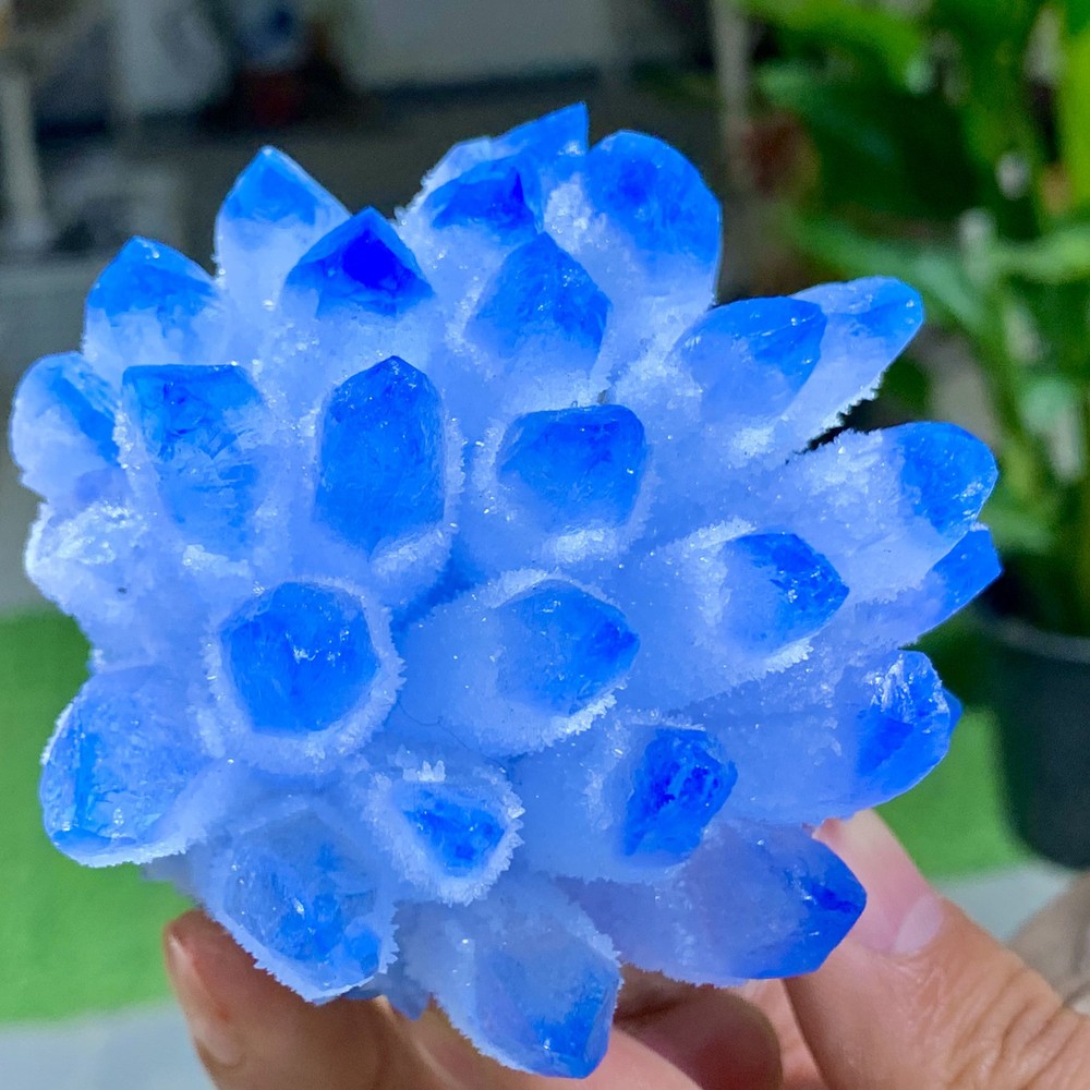 362G New Find BLUE PhantomQuartz Crystal Cluster MineralSpecimen