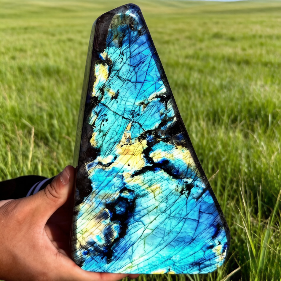 7.98LB Natural Labrador flash moonstone quartz crystal mineral specimens