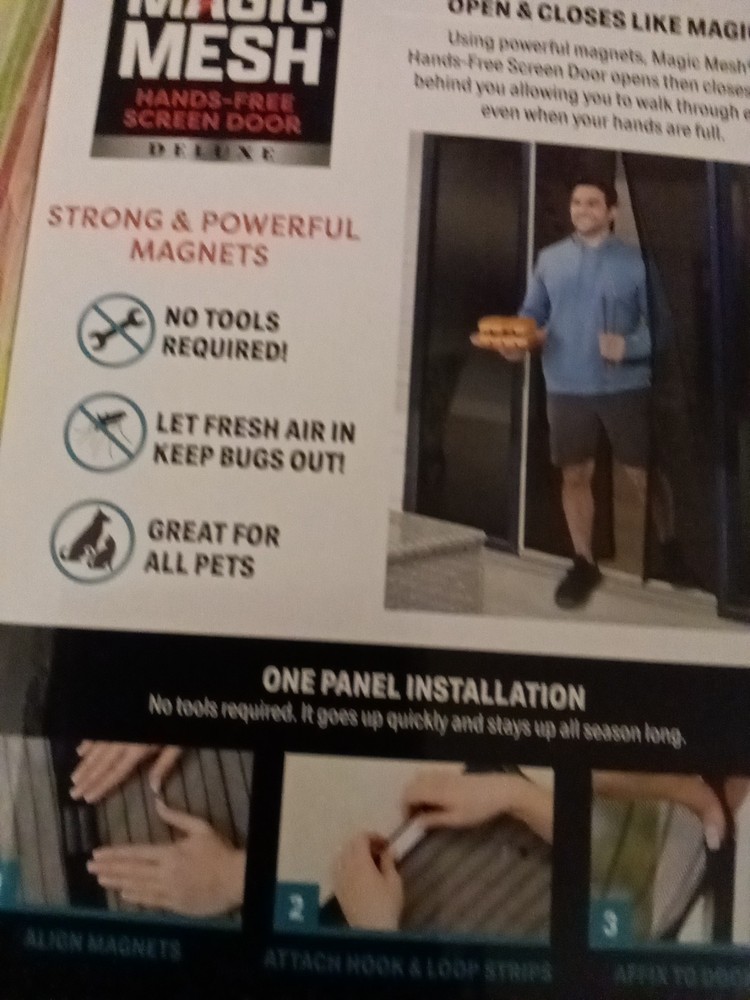 Magic Mesh Deluxe Hands Free Screen Door Magnetic Closure Easy Install