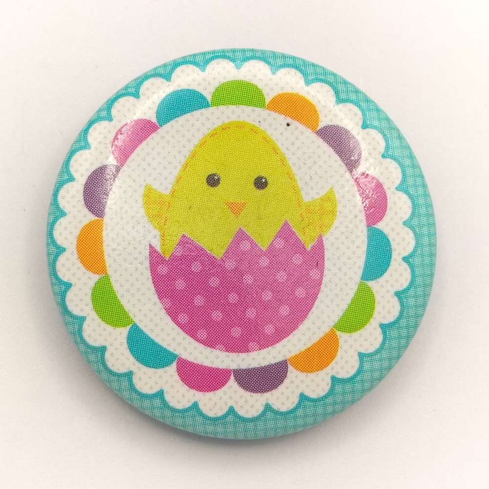 Easter Chick Button Badge Pin Teal Multicolor Novelty Festive Spring Decor