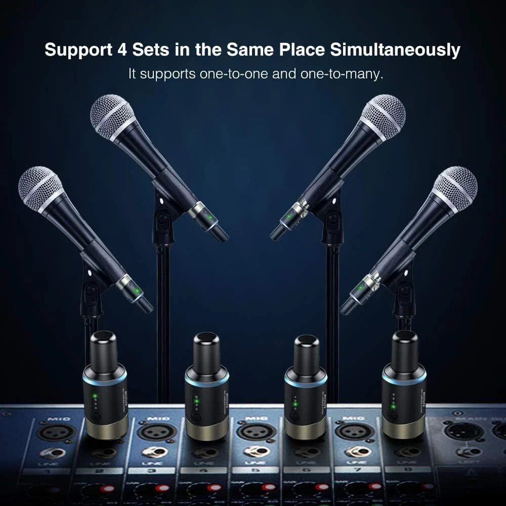 LEKATO 5.8 Ghz Wireless Microphone Transmitter Receiver Plug-on XLR Microphone