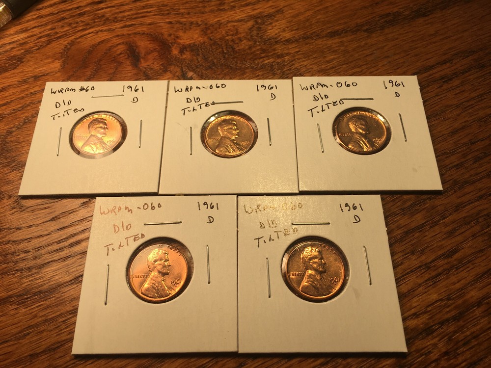 1961-D WRPM#60 D/D Tilted Ch/Gem BU/Uncirculated Red Lincoln Cent Error