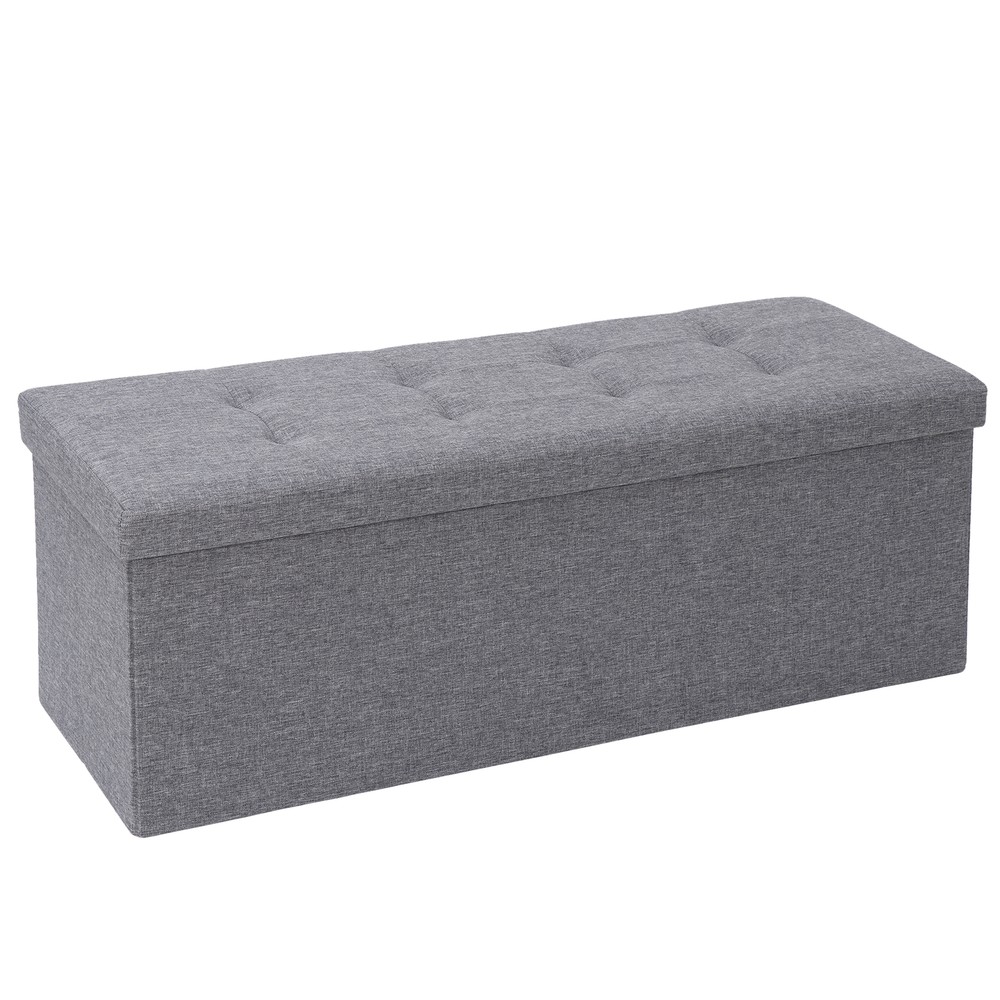 Durable 43" Storage Ottoman Bench Storage Stools Footrest Dark Grey Footstools