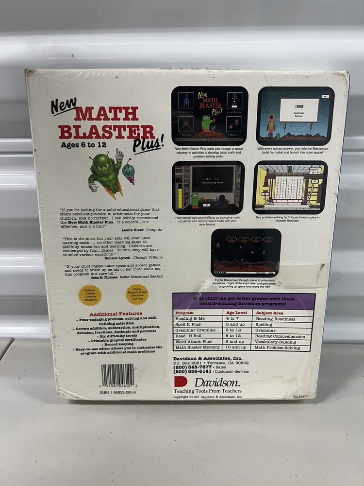 Math Blaster 1991 Software Davidson Math Blaster Software New PC Floppy Disk