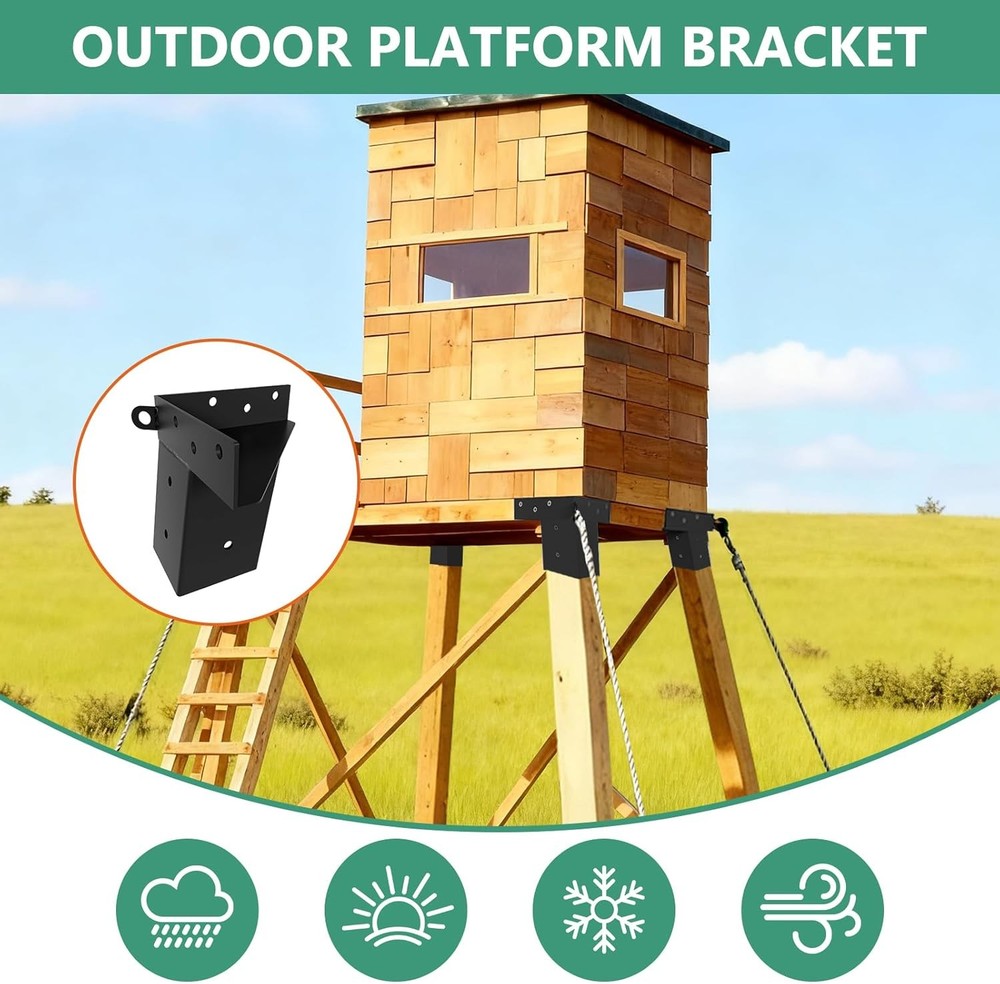 Deer Stand Brackets 4X4, 4 Pcs Outdoor 4X4 Compound Angle Brackets for Deer Blin