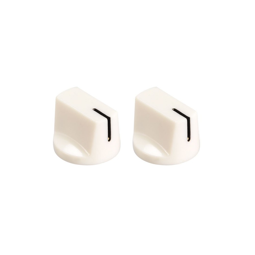 2Pcs 6.4mm Shaft Hole Pedal Knobs Pointer Control Knobs with Set Screw White