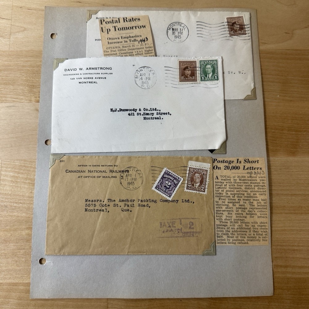 Incredible Canada Postage Due Cover Collection + Embargo, Excise, Rate Increases