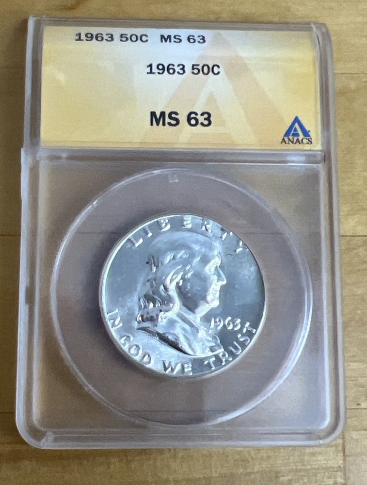 1963 50c Silver Franklin Half-Dollar MS 63 ANACS