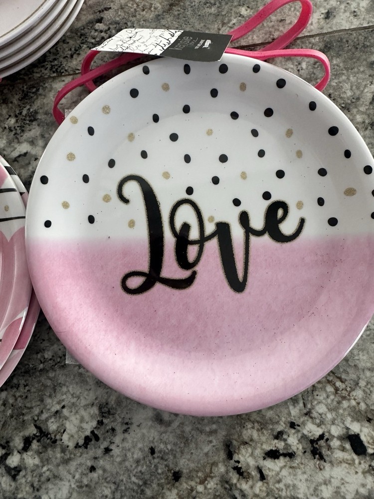 2 Sets Kensie Melamine Love Plates (8)