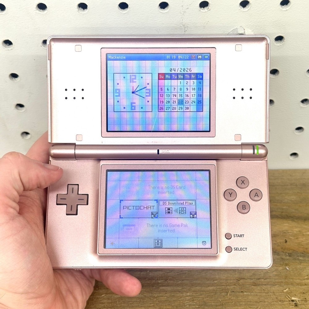 Nintendo DS Lite Video Game Console Metallic Rose CIB