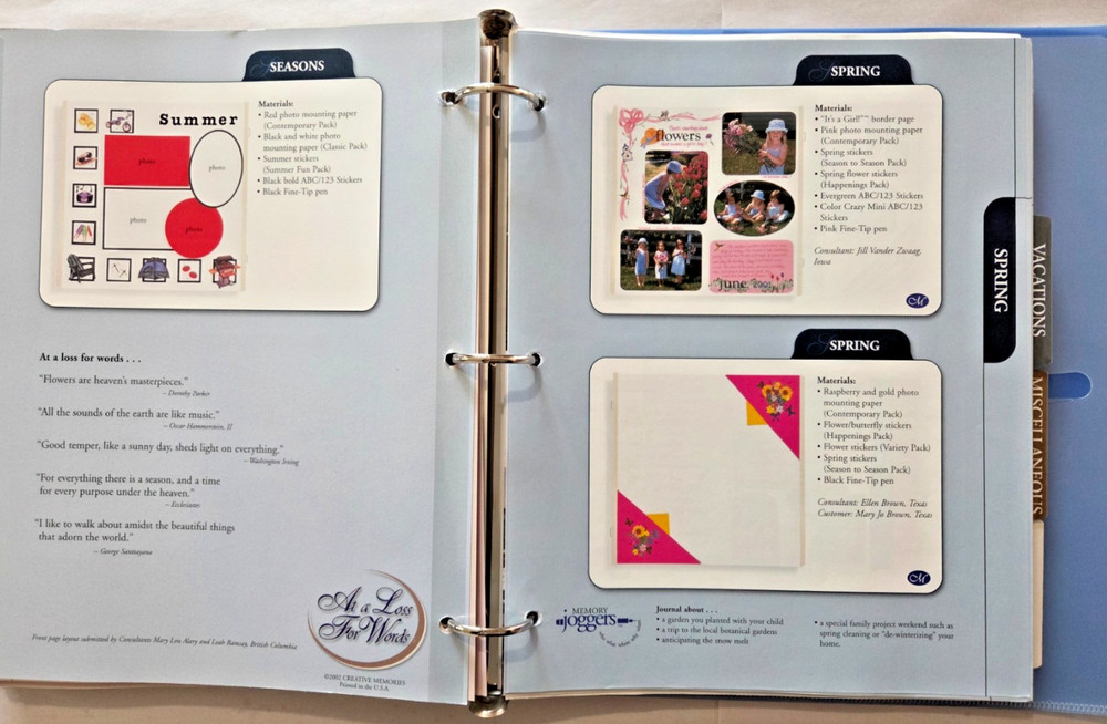 Creative Memories CM BLUE PAGE PATTERNS ORGANIZER BINDER FILLED OVER 200 PAGES