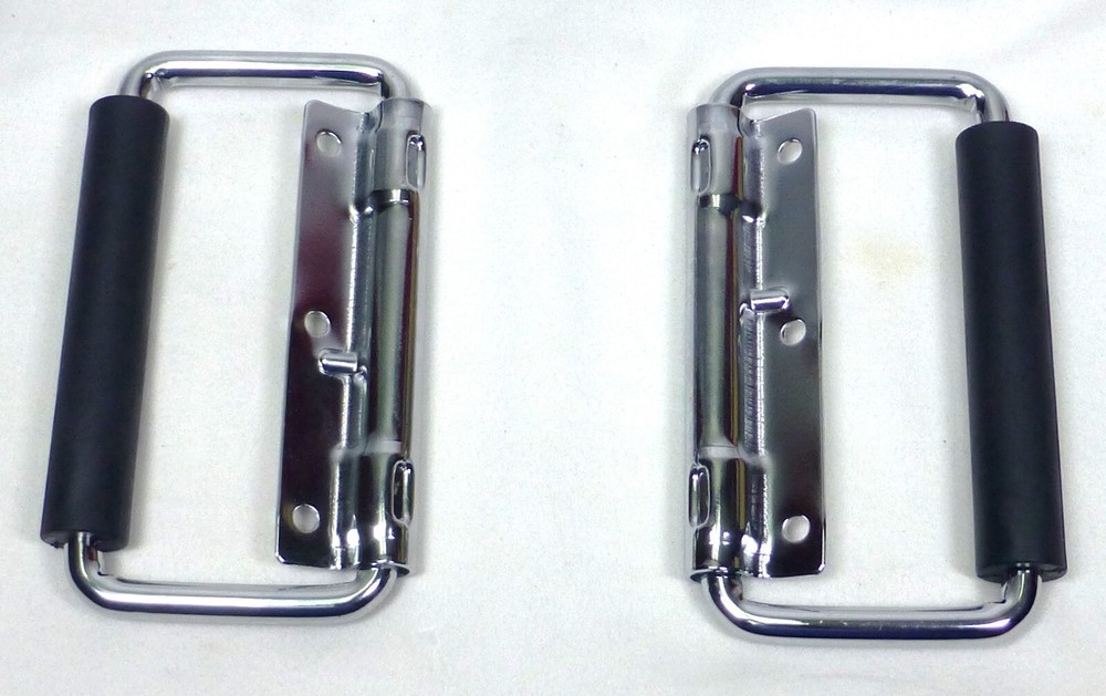 (2) Two Chrome Surface Spring Mounted Handles For ATA Cases 3 Holes