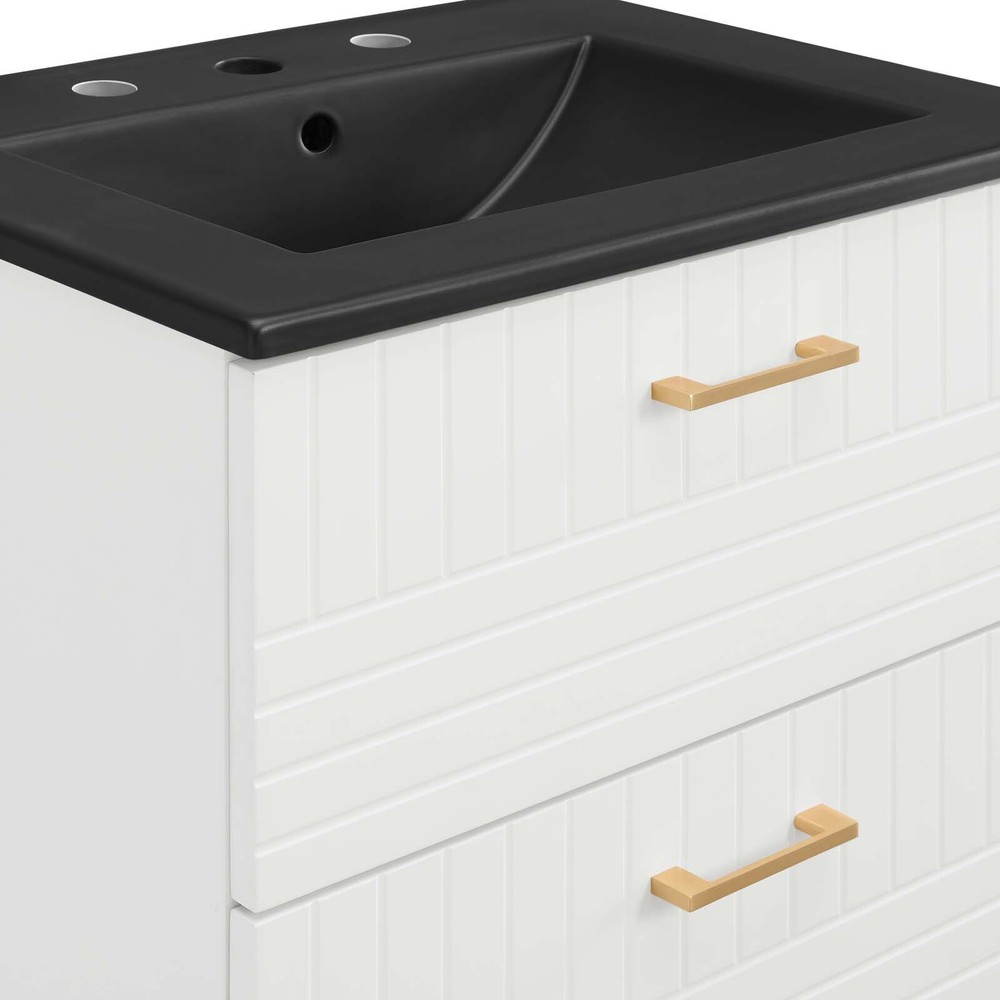 Modway Daybreak 24" Wall-Mount Bathroom Vanity in White Black