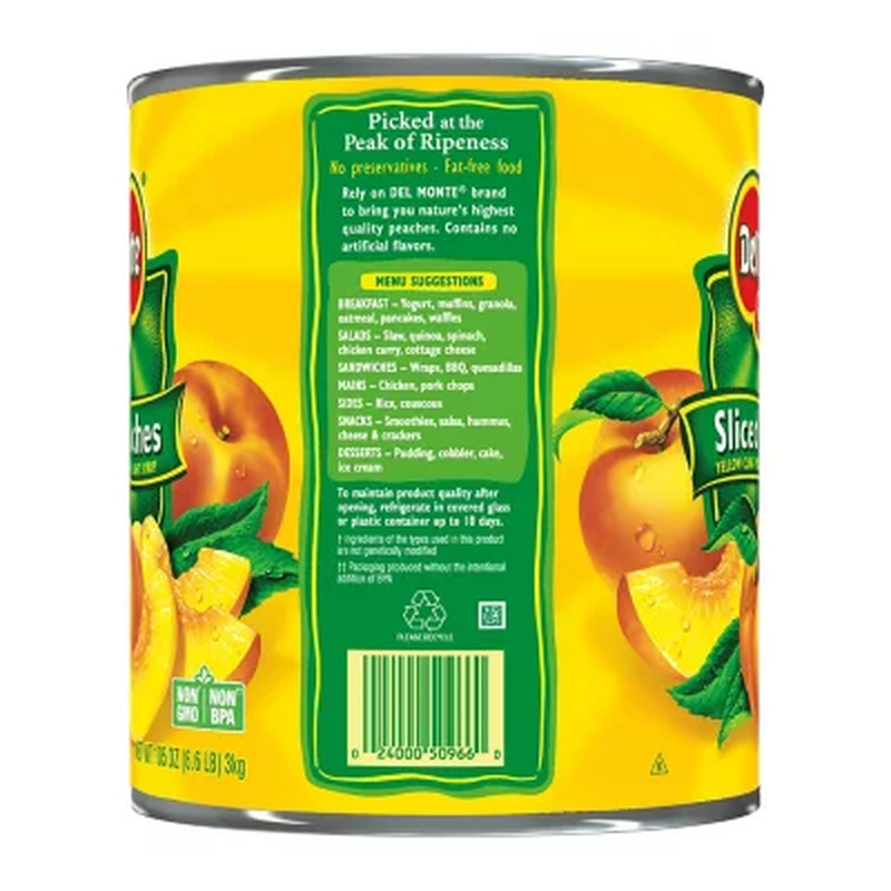 Del Monte Lite Sliced Peaches, 105 oz. - Light & Sweet