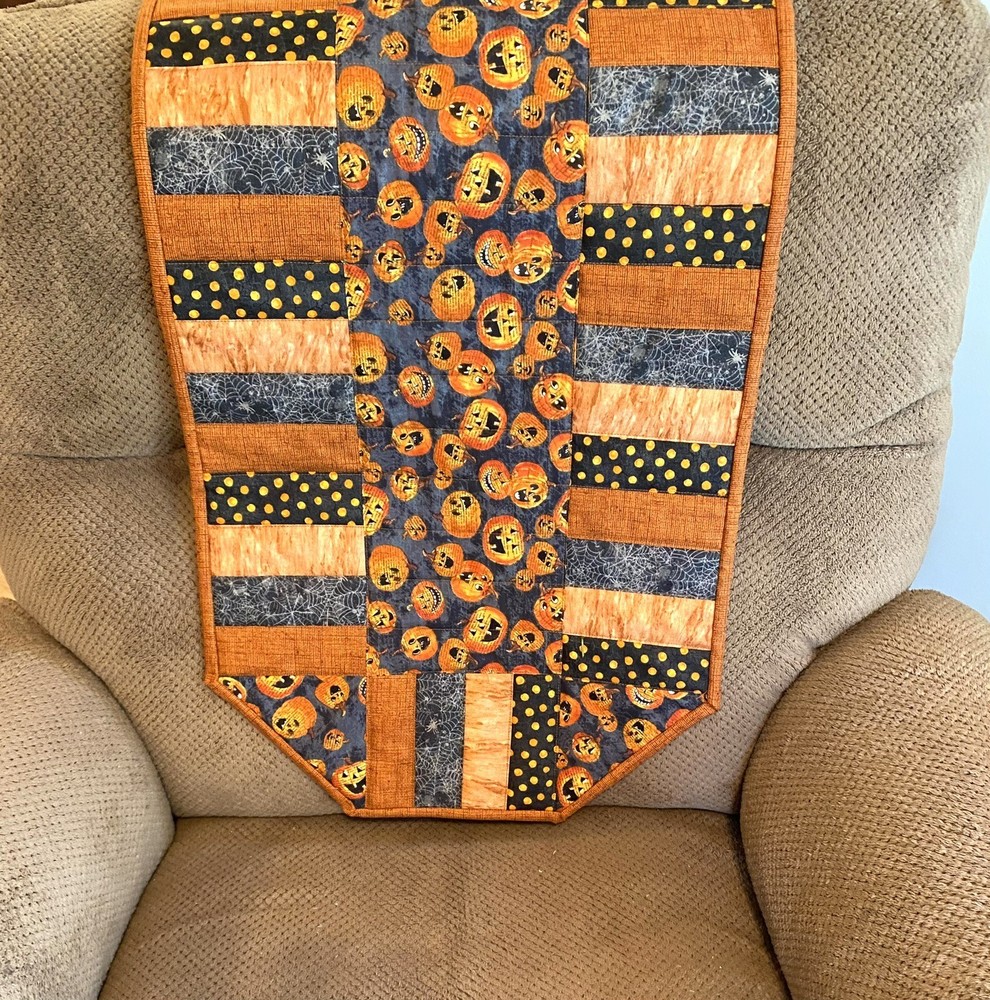 Pumpkin Table Runner, Handmade Table Decor, 15” x 33”