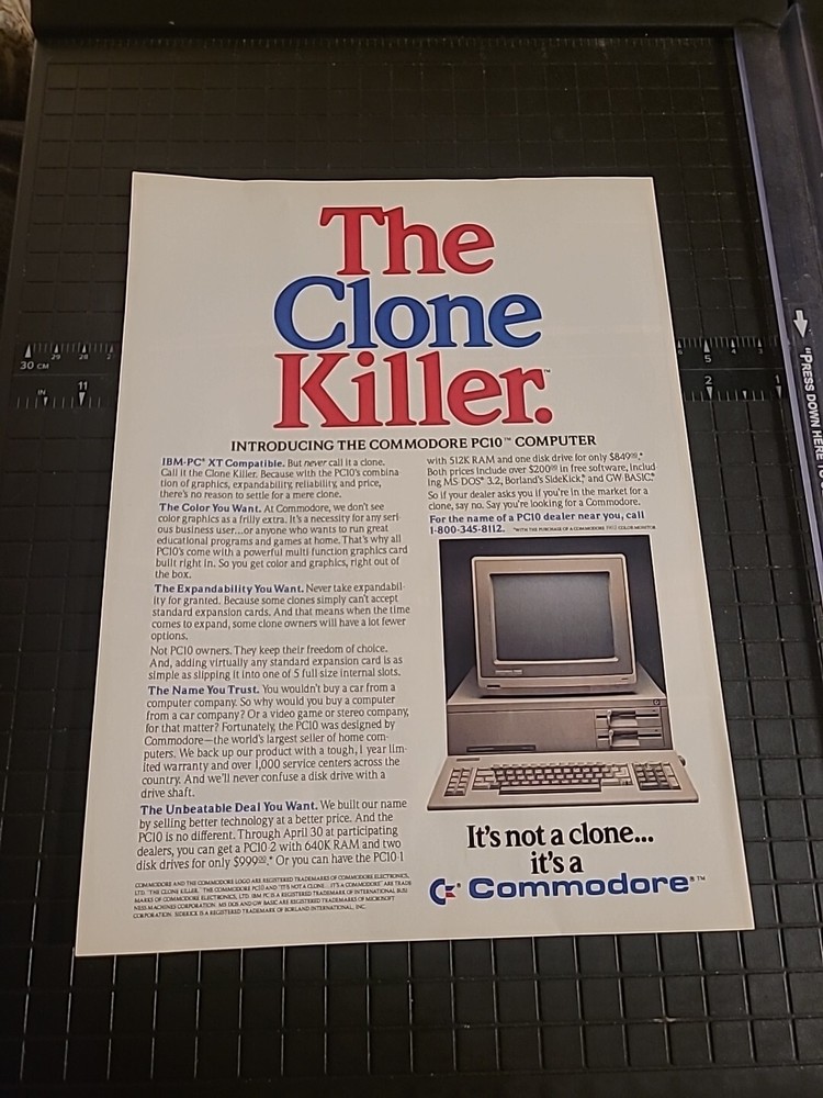 Commodore PC10 Computer Print Ad 1987 8x11 Great To Frame