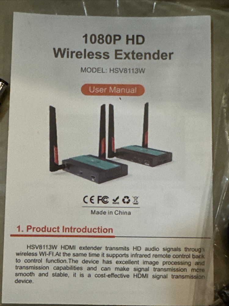 Mirabox Wireless HDMI Transmitter and Receiver Extender 1x4-200m(656Ft)