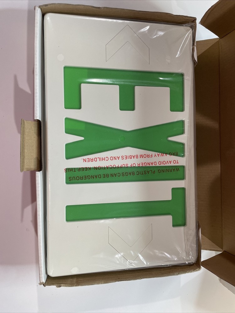 EXITRONIX EXIT LIGHT EMERGENSEE LIGHTING GVEX-U-BP-WH LED GREEN