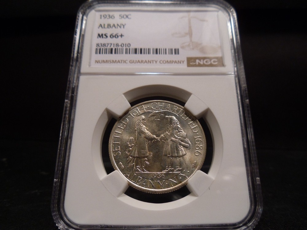 1936 MS66+ (Plus) Albany Silver Commemorative NGC Certified Gem - White