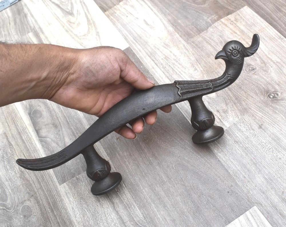 Victorian Cast iron Peacock shape Large n Heavy Gate door Screen handles pulls